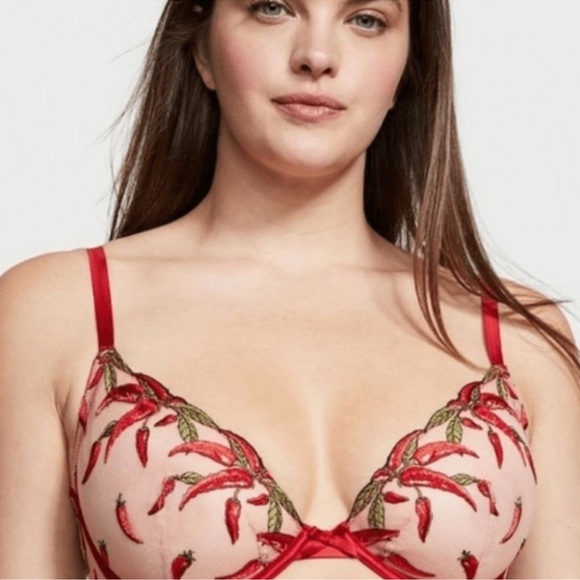 Victoria's Secret Very Sexy Unlined Chili Pepper Embroidered Floral Embroidered - Picture 5 of 9